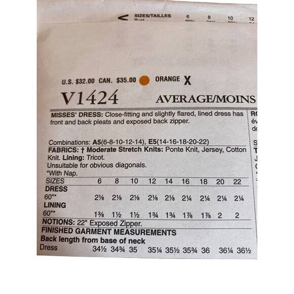 Sewing Pattern Vogue V1424 REBECCA TAYLOR Flared Dress Sizes 6-14 - Picture 4 of 7